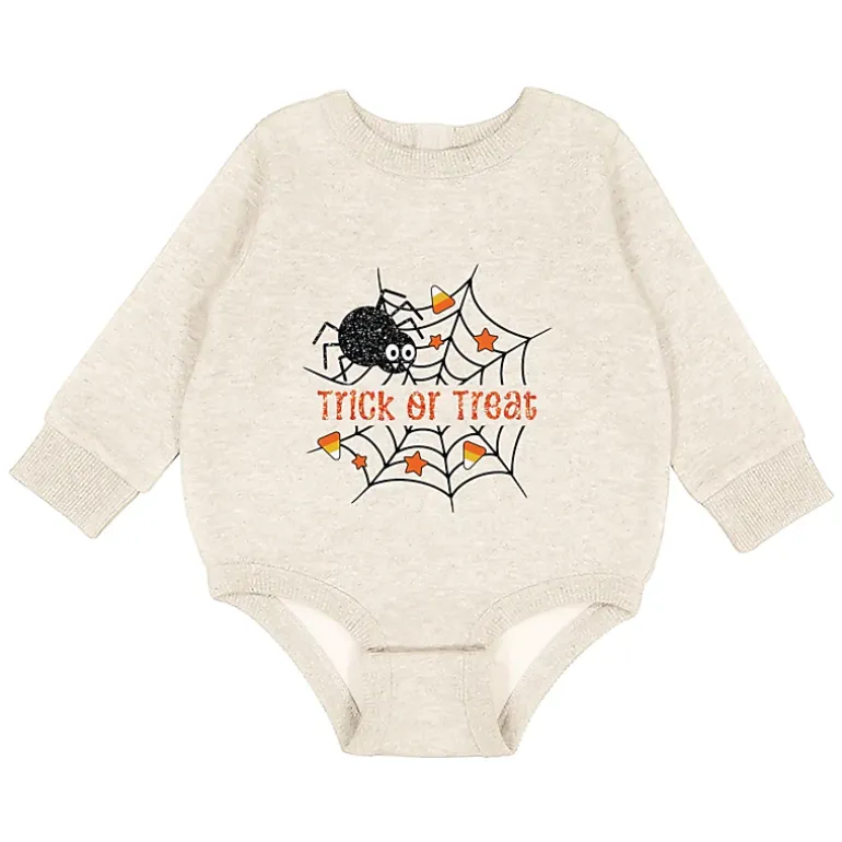 The Juniper Shop - Infant Fleece BodySuit - Trick or Treat Spiderweb Glitter