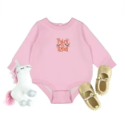 The Juniper Shop - Infant Fleece BodySuit - Embroidered Bats Trick or Treat