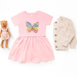 The Juniper Shop - Infant Girl's Dress - Denim Butterfly Faux Patchwork