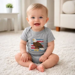 The Juniper Shop - Infant Short Sleeve Graphic Bodysuit - Bald Eagle Patriotic Flag