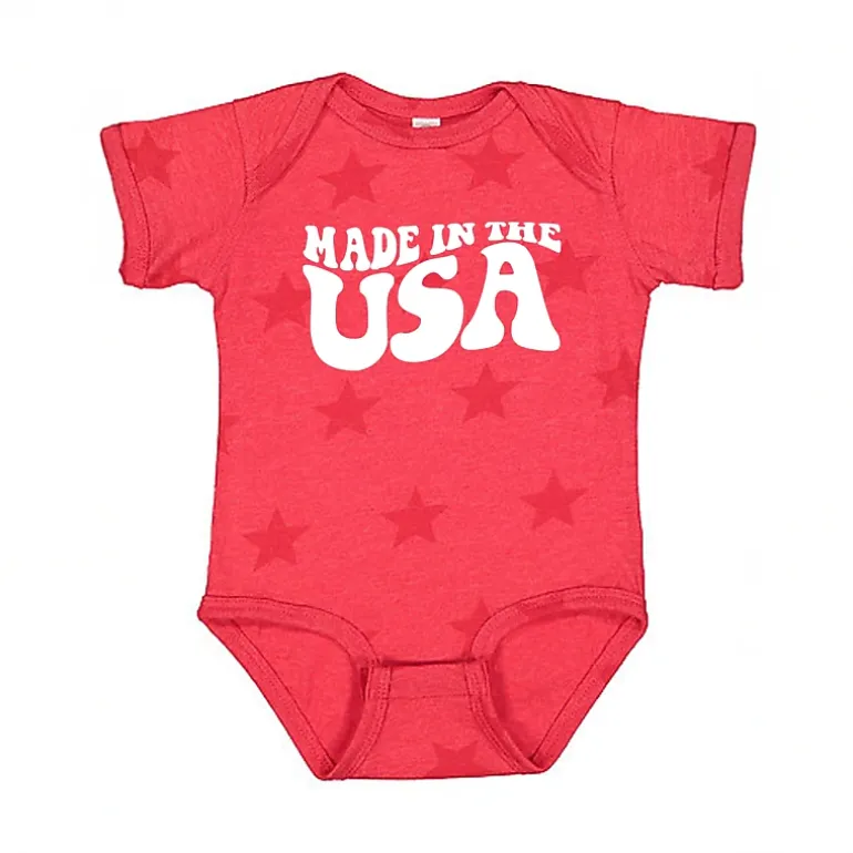 The Juniper Shop - Made In The USA Wavy - Baby Short Sleeve Star Bodysuit
