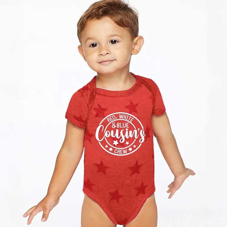 The Juniper Shop - Red White And Blue Cousin's Crew - Baby Short Sleeve Star Bodysuit