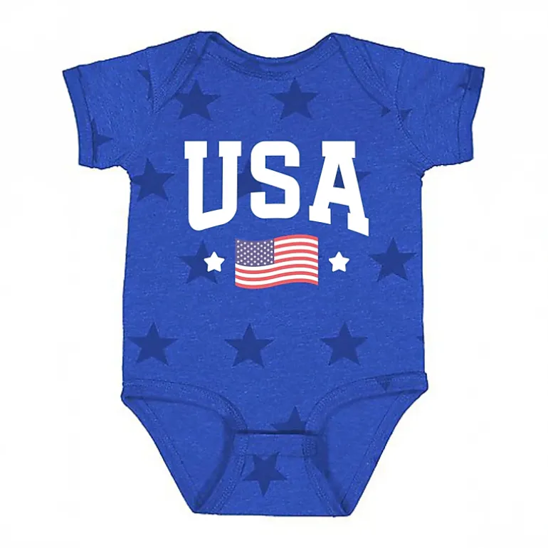 The Juniper Shop - USA Arched Flag - Baby Short Sleeve Star Bodysuit