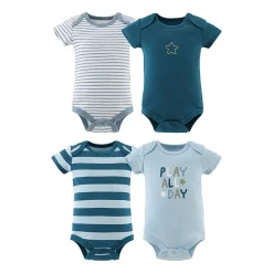 The Peanutshell Baby Boys Round Neck Short Sleeve 4-pc. Bodysuit