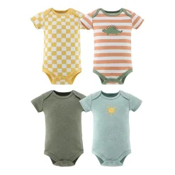 The Peanutshell Baby Boys Round Neck Short Sleeve 4-pc. Bodysuit