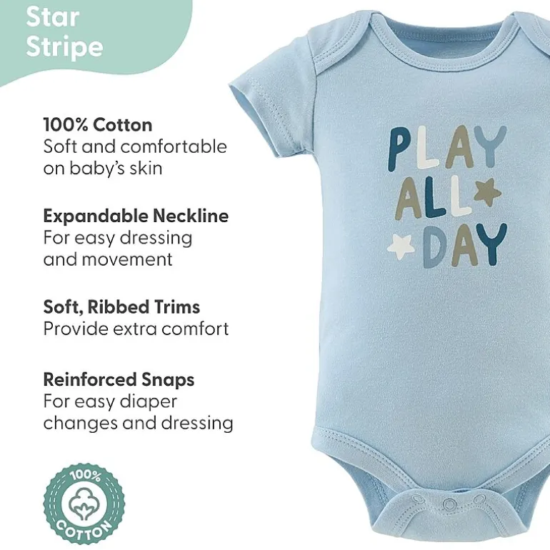 The Peanutshell Baby Boys Round Neck Short Sleeve 4-pc. Bodysuit