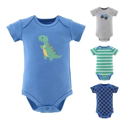 The Peanutshell Dino Truck Baby Boys Round Neck Short Sleeve 4-pc. Bodysuit