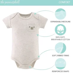 The Peanutshell Neutral Safari Baby Unisex Round Neck Short Sleeve 7-pc. Bodysuit