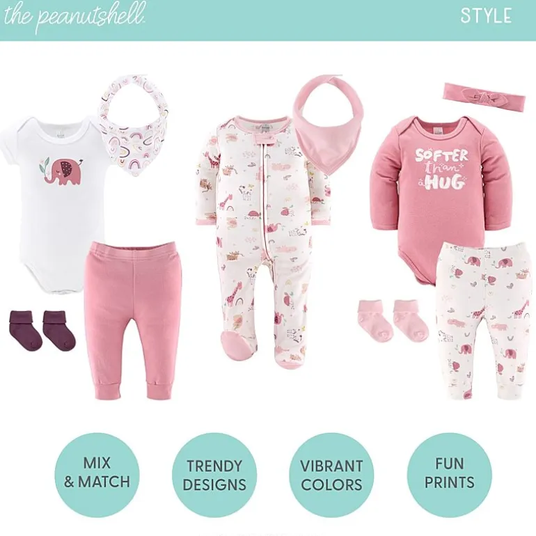 The Peanutshell Rainbow Safari Baby Girls 23-pc. Baby Clothing Set