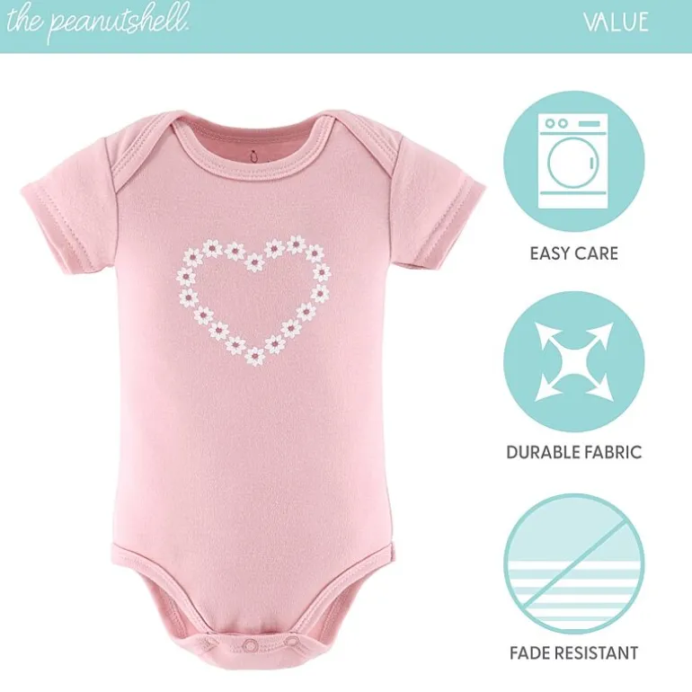 The Peanutshell Rainbow Safari Baby Girls Round Neck Short Sleeve 7-pc. Bodysuit