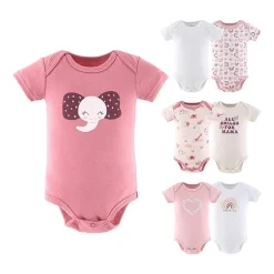 The Peanutshell Rainbow Safari Baby Girls Round Neck Short Sleeve 7-pc. Bodysuit