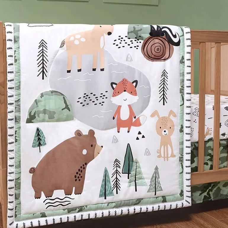 The Peanutshell Woodland Camo 3-pc. Crib Bedding Set