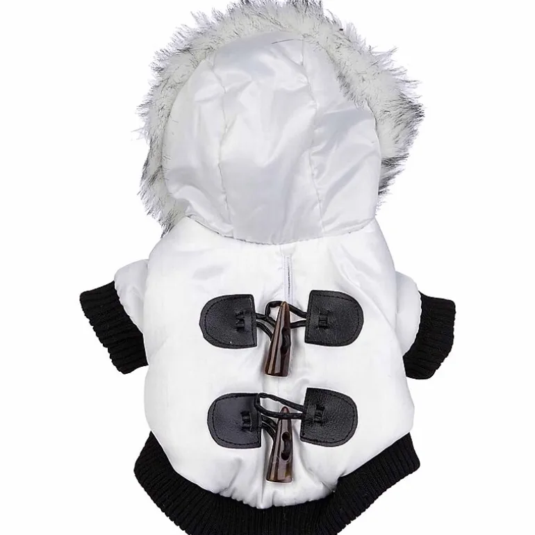 The Pet Life Aspen Winter-White Fashion Pet Parka Coat