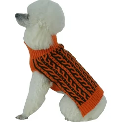 The Pet Life Harmonious Dual Color Weaved Heavy Cable Knitted Fashion Designer Dog Sweater