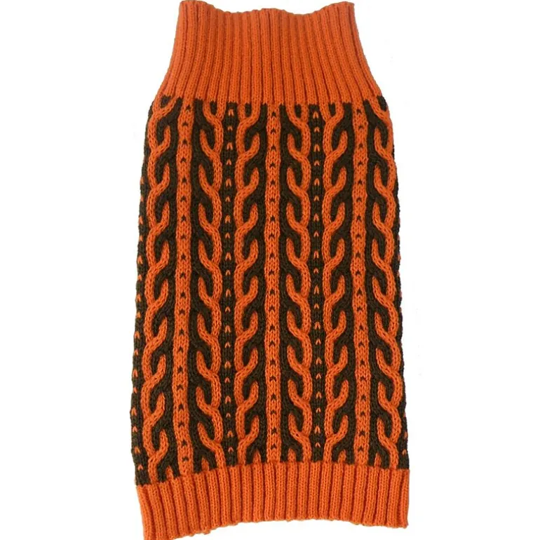 The Pet Life Harmonious Dual Color Weaved Heavy Cable Knitted Fashion Designer Dog Sweater