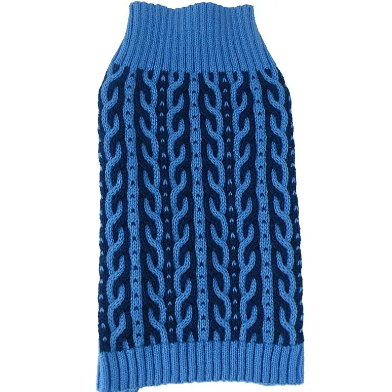 The Pet Life Harmonious Dual Color Weaved Heavy Cable Knitted Fashion Designer Dog Sweater