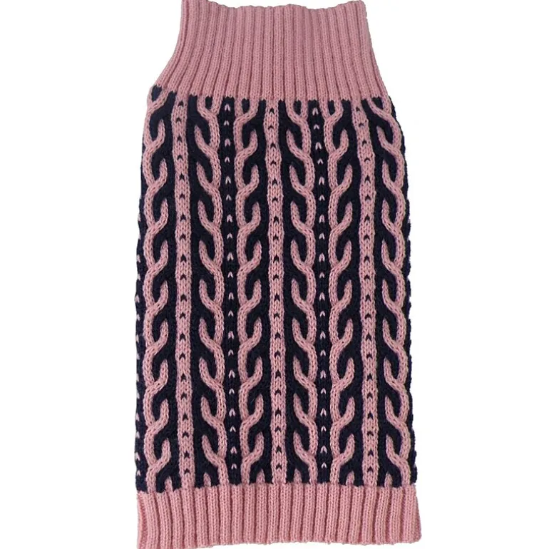 The Pet Life Harmonious Dual Color Weaved Heavy Cable Knitted Fashion Designer Dog Sweater