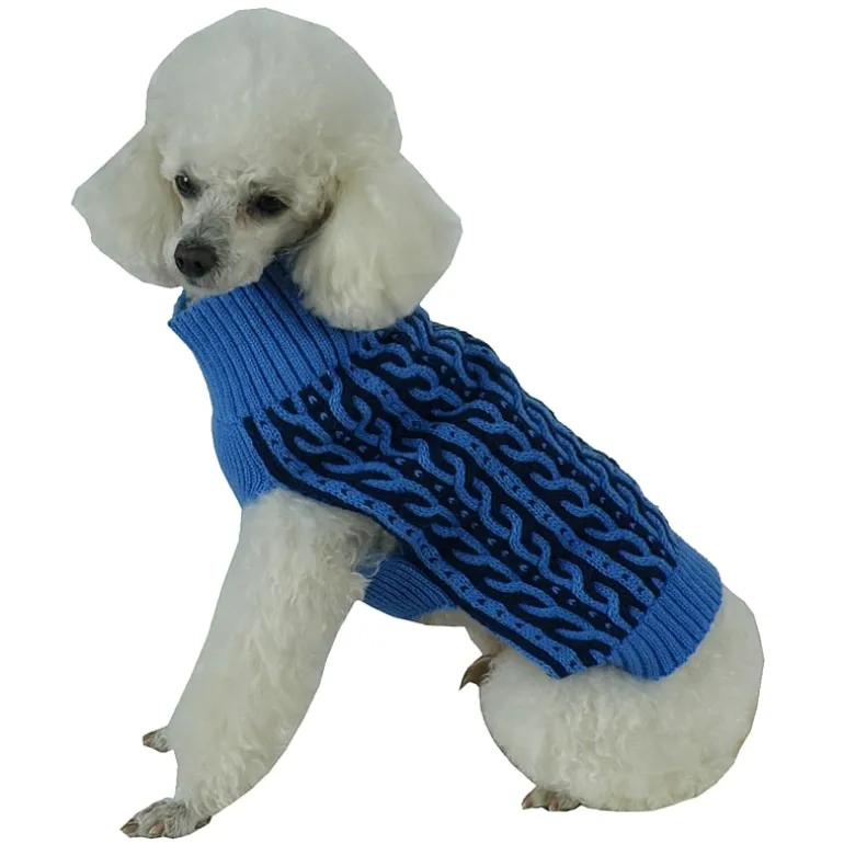 The Pet Life Harmonious Dual Color Weaved Heavy Cable Knitted Fashion Designer Dog Sweater