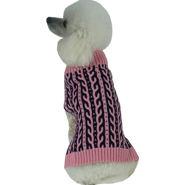 The Pet Life Harmonious Dual Color Weaved Heavy Cable Knitted Fashion Designer Dog Sweater