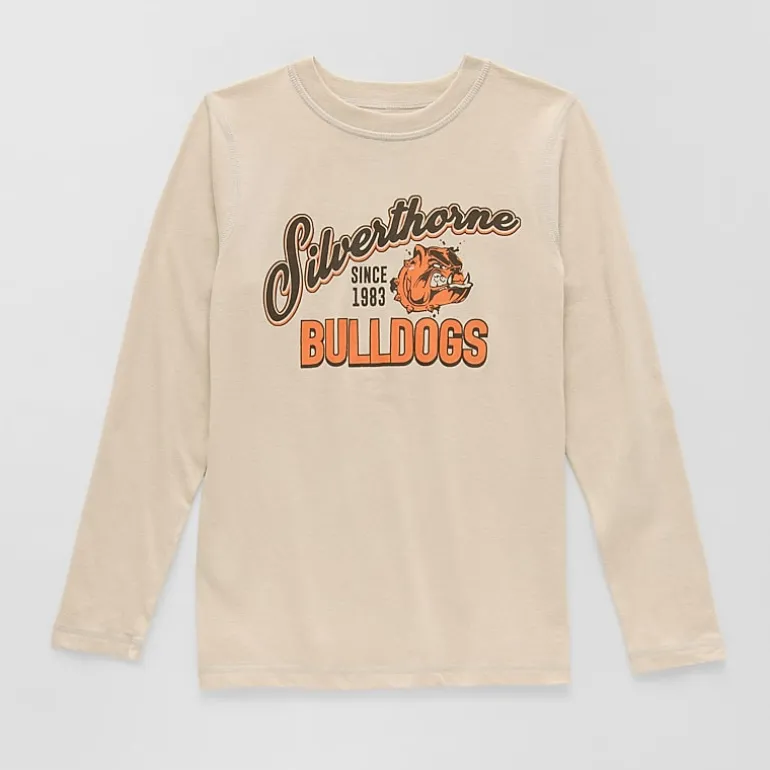 Thereabouts Little & Big Kid Boys Easy-on + Easy-off Sensory Friendly Crew Neck Long Sleeve Adaptive Regular Fit Graphic T-Shirt