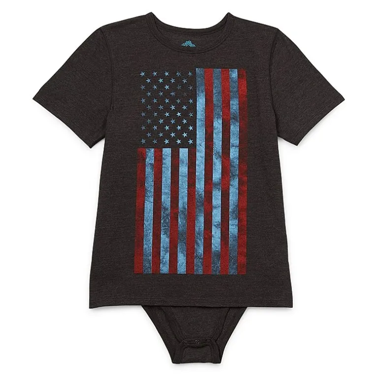 Thereabouts Little & Big Kid Boys Bodysuit Closure Easy-on + Easy-off Adaptive Crew Neck Short Sleeve Bodysuit