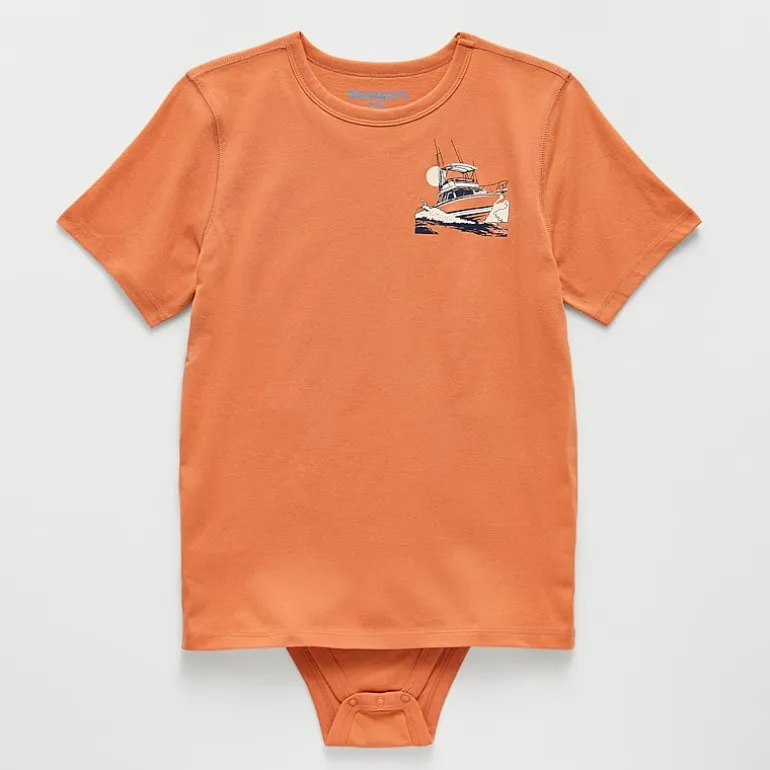 Thereabouts Little & Big Kid Boys Bodysuit Closure Easy-on + Easy-off Adaptive Crew Neck Short Sleeve Bodysuit