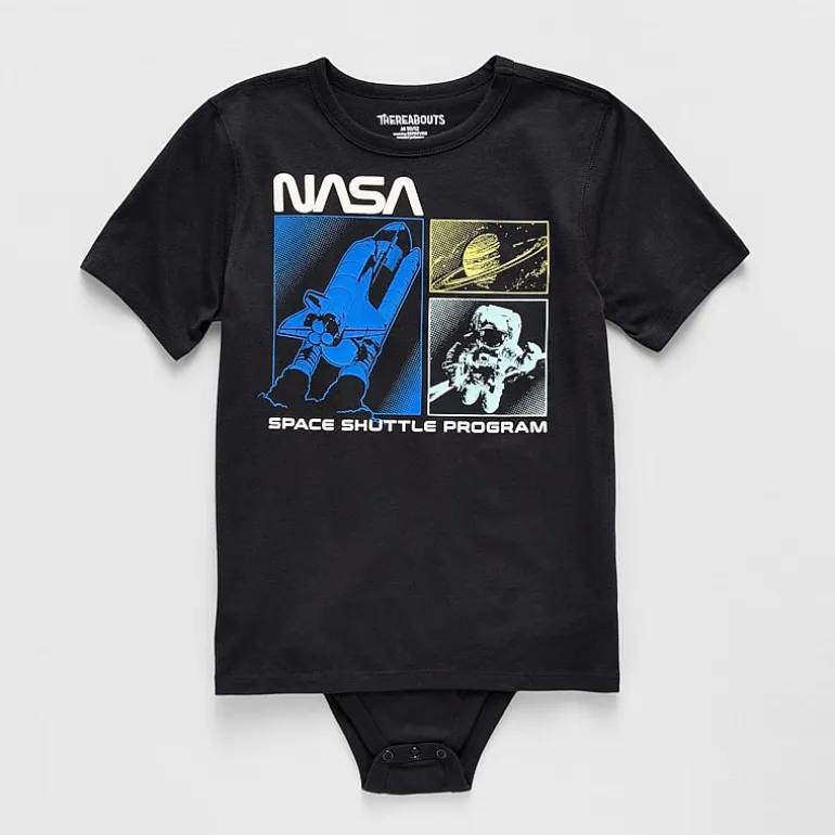 Thereabouts Little & Big Kid Boys Bodysuit Closure Easy-on + Easy-off Adaptive Crew Neck Short Sleeve Bodysuit