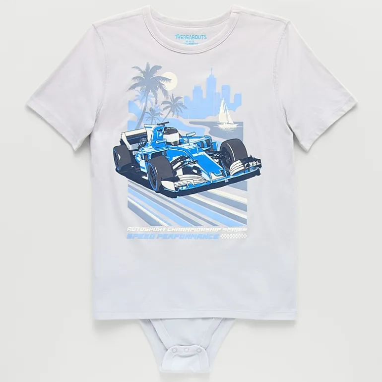 Thereabouts Little & Big Kid Boys Bodysuit Closure Easy-on + Easy-off Adaptive Crew Neck Short Sleeve Bodysuit