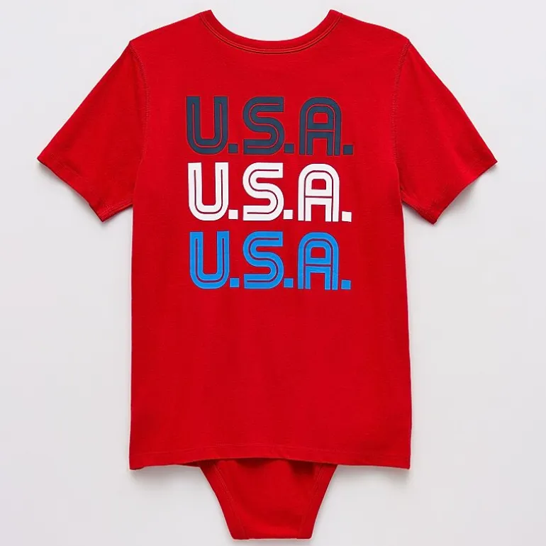 Thereabouts Little & Big Kid Boys Bodysuit Closure Easy-on + Easy-off Adaptive Crew Neck Short Sleeve Bodysuit