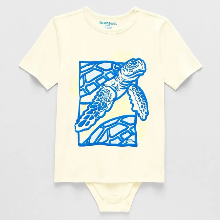 Thereabouts Little & Big Kid Boys Bodysuit Closure Easy-on + Easy-off Adaptive Crew Neck Short Sleeve Bodysuit