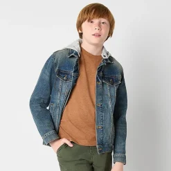 Thereabouts Little & Big Kid Boys Denim Hooded Midweight Trucker Jacket