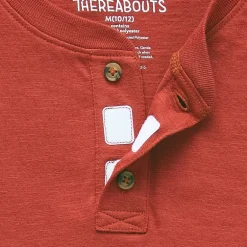 Thereabouts Little & Big Kid Boys Bodysuit Closure Easy-on + Easy-off Adaptive Henley Neck Short Sleeve Bodysuit
