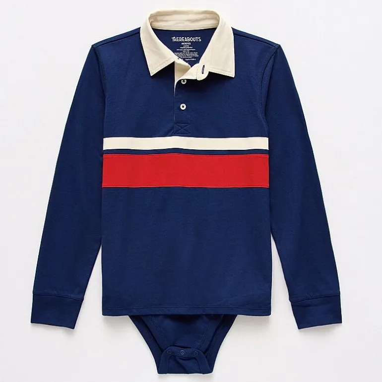 Thereabouts Little & Big Kid Boys Bodysuit Closure Easy-on + Easy-off Adaptive Long Sleeve Bodysuit