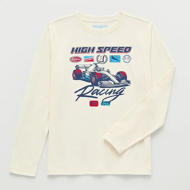 Thereabouts Little & Big Kid Boys Easy-on + Easy-off Sensory Friendly Crew Neck Long Sleeve Adaptive Regular Fit Graphic T-Shirt