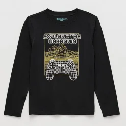 Thereabouts Little & Big Kid Boys Easy-on + Easy-off Sensory Friendly Crew Neck Long Sleeve Adaptive Regular Fit Graphic T-Shirt