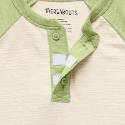 Thereabouts Little & Big Kid Boys Bodysuit Closure Easy-on + Easy-off Adaptive Henley Neck Short Sleeve Bodysuit