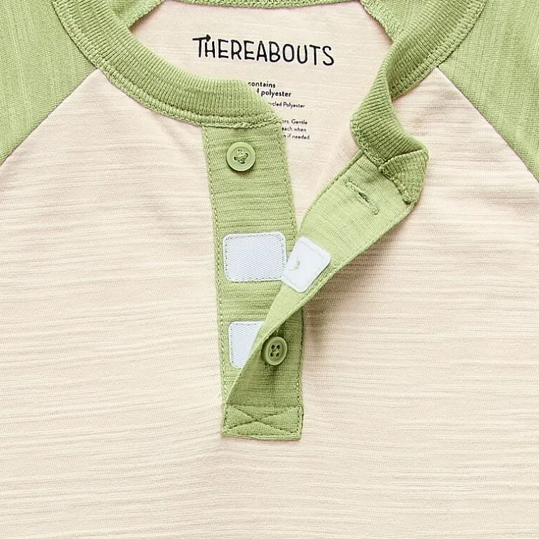 Thereabouts Little & Big Kid Boys Bodysuit Closure Easy-on + Easy-off Adaptive Henley Neck Short Sleeve Bodysuit