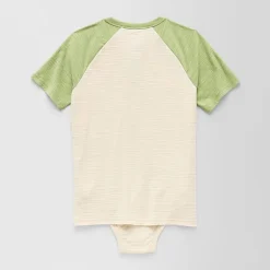 Thereabouts Little & Big Kid Boys Bodysuit Closure Easy-on + Easy-off Adaptive Henley Neck Short Sleeve Bodysuit