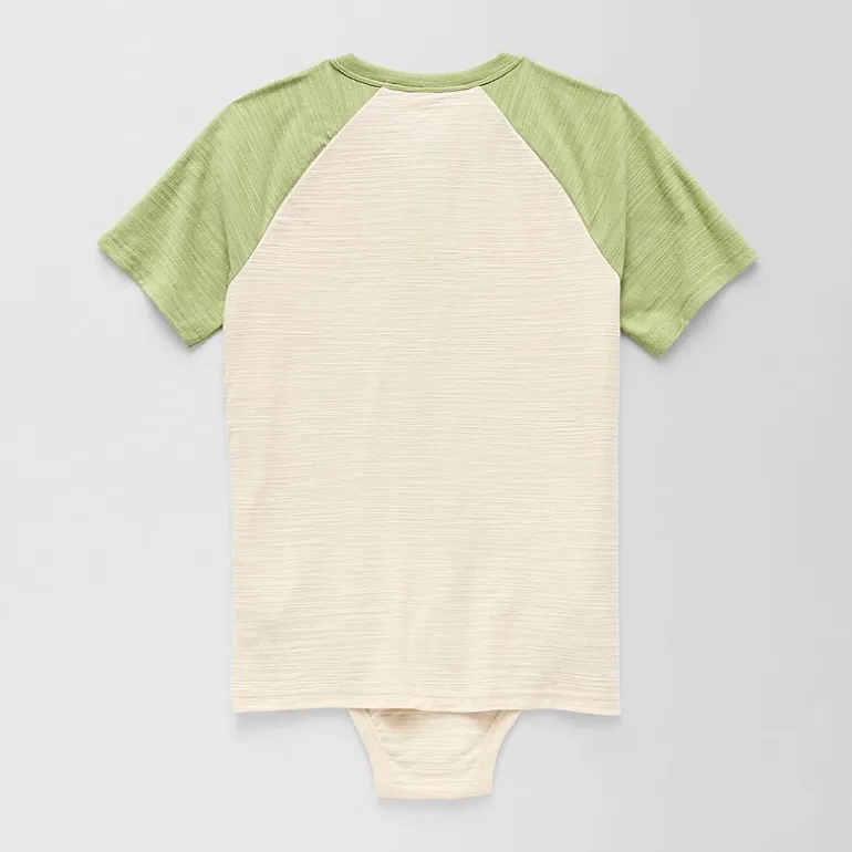 Thereabouts Little & Big Kid Boys Bodysuit Closure Easy-on + Easy-off Adaptive Henley Neck Short Sleeve Bodysuit
