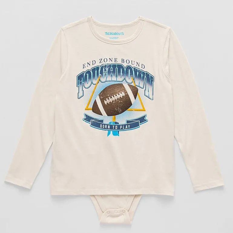 Thereabouts Little & Big Kid Boys Bodysuit Closure Easy-on + Easy-off Adaptive Crew Neck Long Sleeve Bodysuit