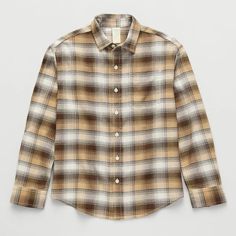 Thereabouts Little & Big Kid Boys Long Sleeve Cuffed Regular Fit Button-Down Shirt