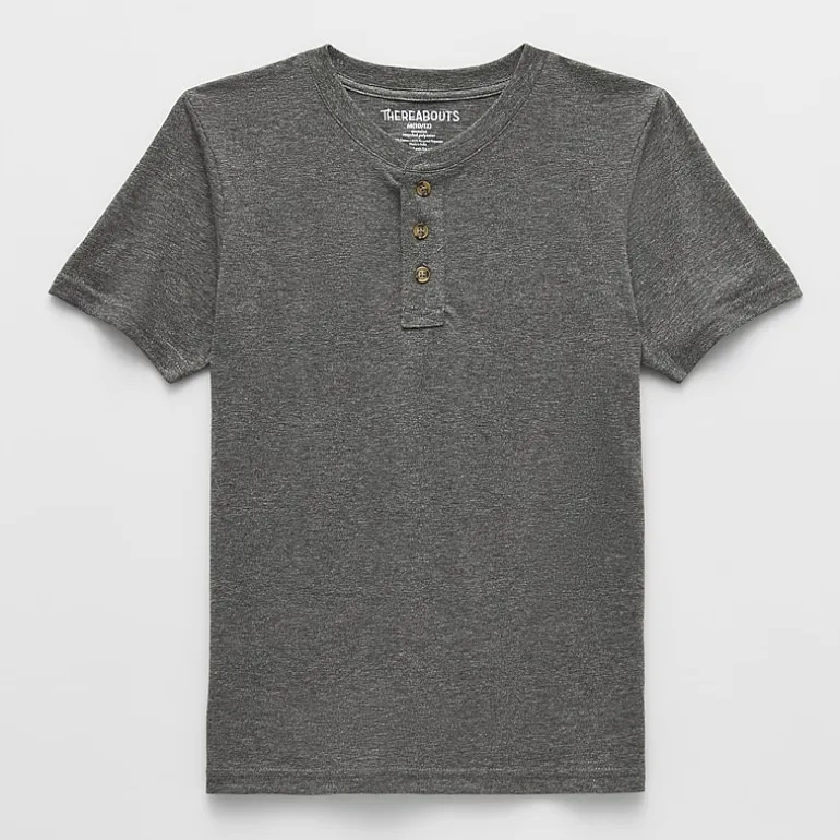 Thereabouts Little & Big Kid Boys Short Sleeve Regular Fit Henley Shirt