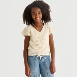 Thereabouts Little & Big Kid Girls V Neck Short Sleeve T-Shirt