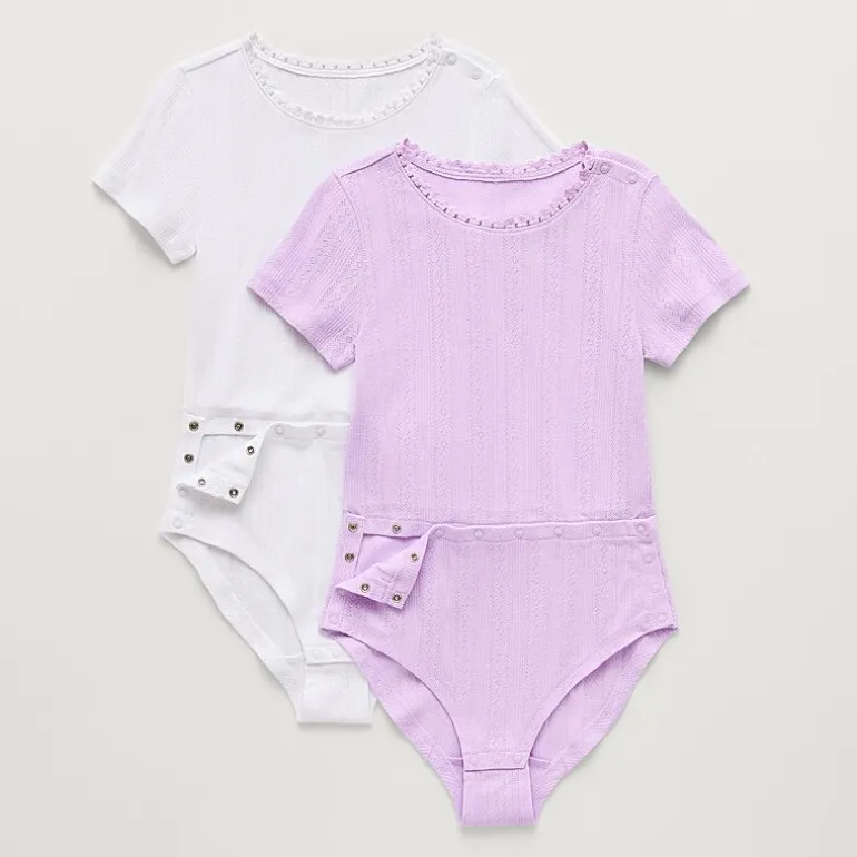 Thereabouts Little & Big Kid Girls Round Neck Short Sleeve Adaptive 2-pc. Bodysuit