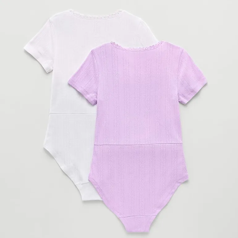 Thereabouts Little & Big Kid Girls Round Neck Short Sleeve Adaptive 2-pc. Bodysuit
