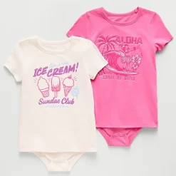 Thereabouts Little & Big Kid Girls Crew Neck Short Sleeve Adaptive 2-pc. Bodysuit