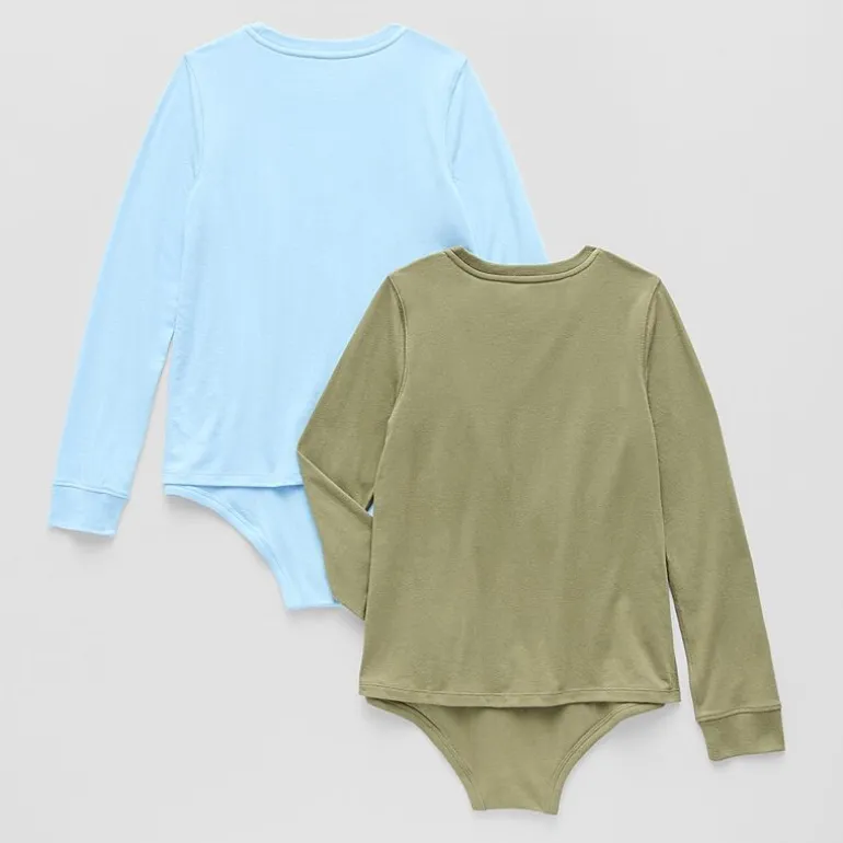 Thereabouts Little & Big Kid Girls Crew Neck Long Sleeve Adaptive 2-pc. Bodysuit