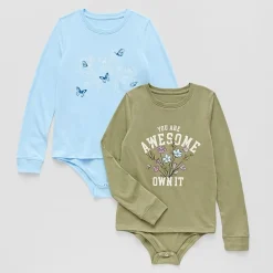 Thereabouts Little & Big Kid Girls Crew Neck Long Sleeve Adaptive 2-pc. Bodysuit