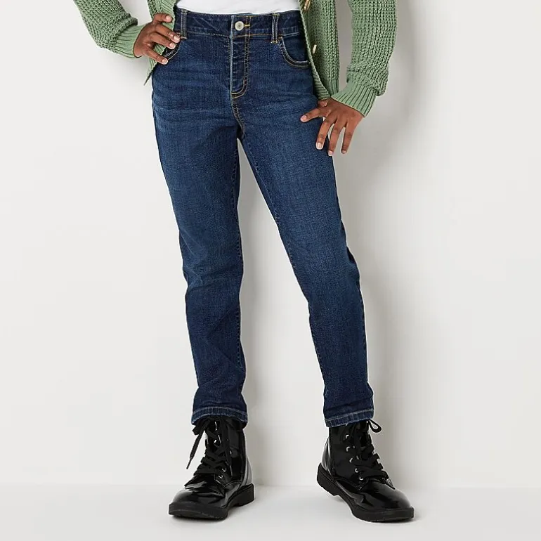 Thereabouts Little & Big Kid Girls Adaptive Adjustable Waist Stretch Fabric Straight Leg Jean