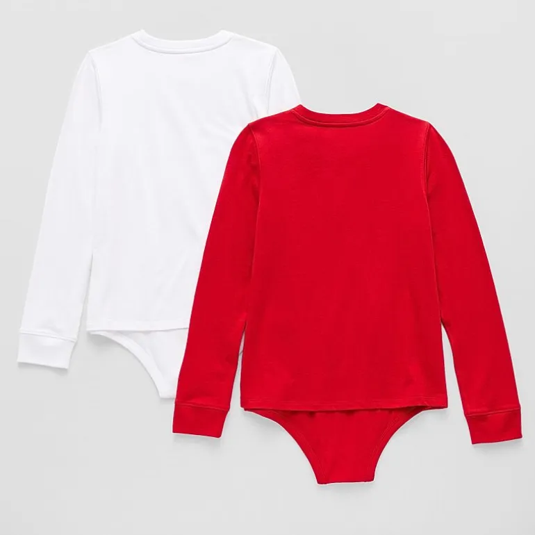 Thereabouts Little & Big Kid Girls Round Neck Long Sleeve Adaptive 2-pc. Bodysuit
